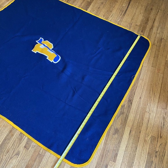 Blanket Gold P With Music Note High School Letterman Blanket Band Music Blue VTG - Picture 6 of 6